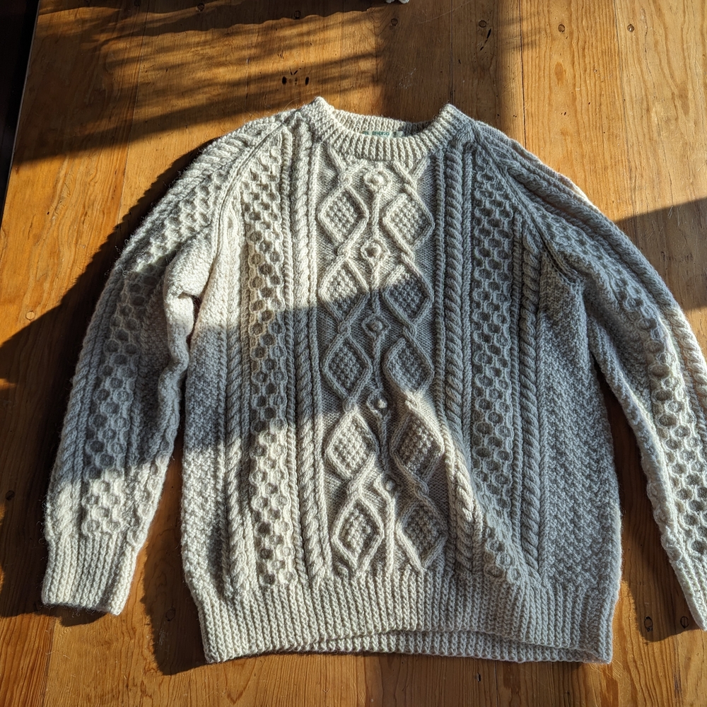 Men's Classic Irish Fisherman's Cable Knit Sweater - Cream